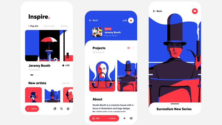 Free Art Inspiration App Concept Figma Template - Free Figma Template