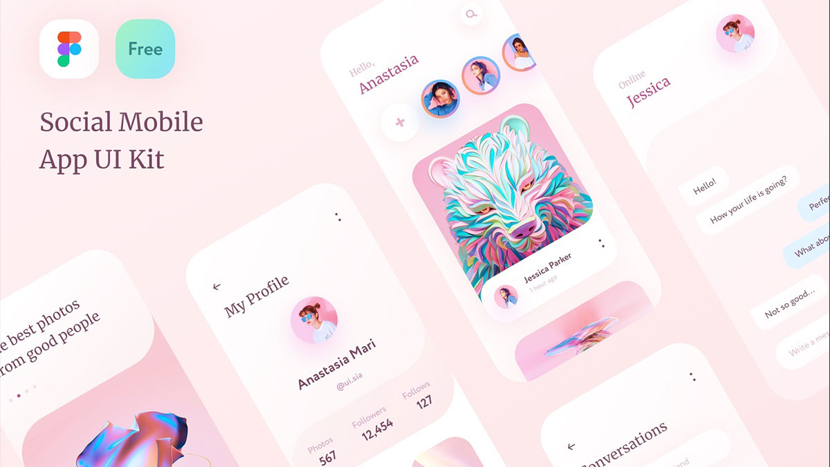 Free Social Figma UI Kit Templates - Figma Template