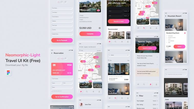 Figma Travel UI Kit Light - Free Figma Template