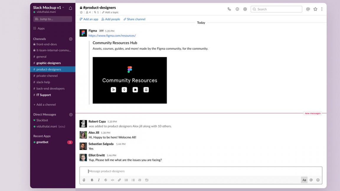 Free Slack Figma UI Template - Free Figma Template