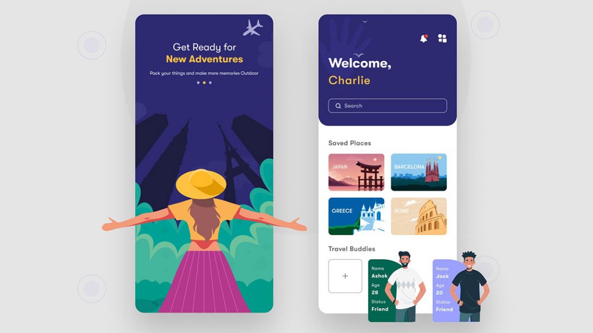 Free Figma Travel Journal App Template + Animation Free Figma Templates
