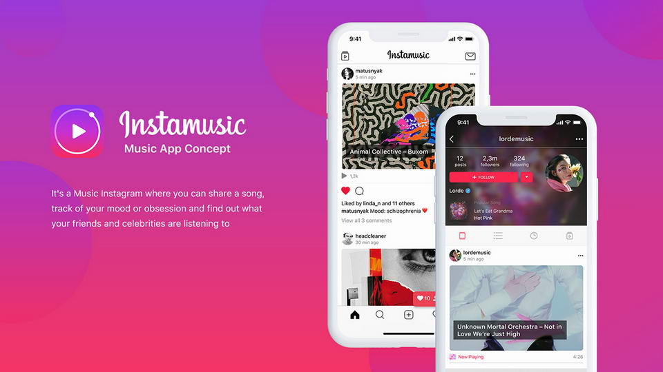 Insta Music Free App UI Kit Figma