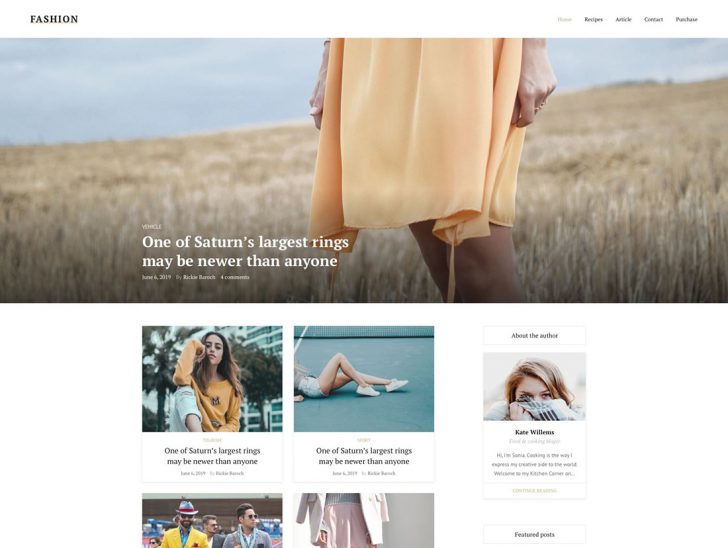 Free Fashion/Model Blog Figma Template - Free Figma Template