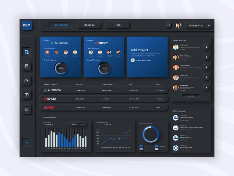 Figma Neumorphism Dark UI Project Manager Dashboard Template
