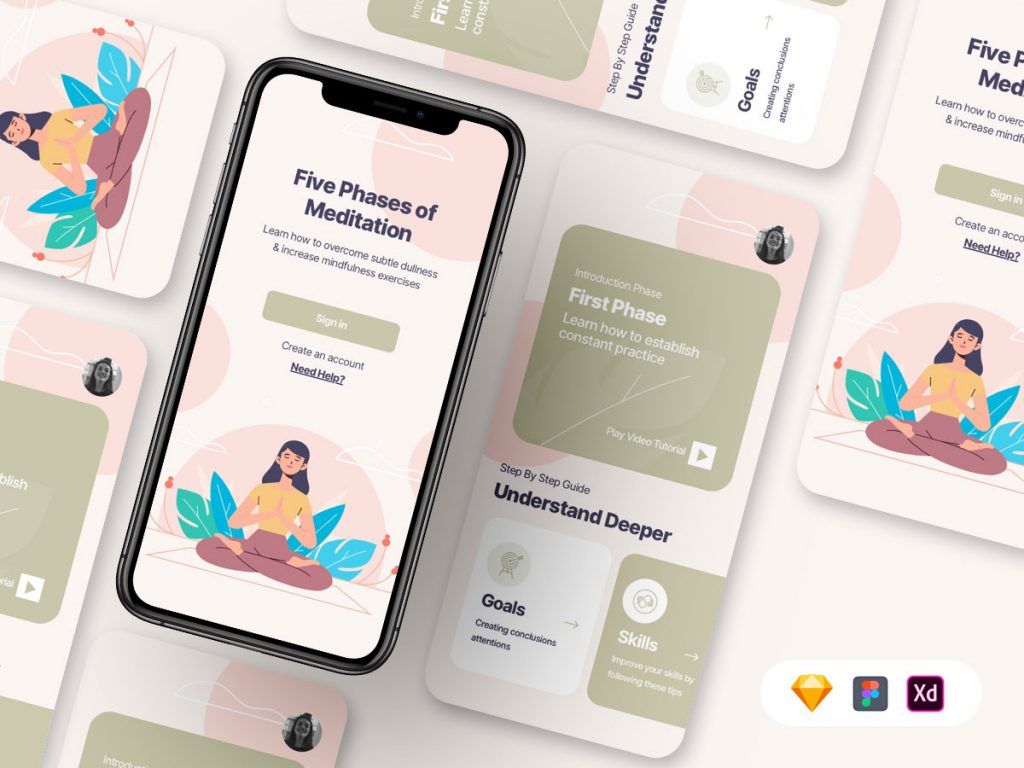 Meditation App UI Free Template