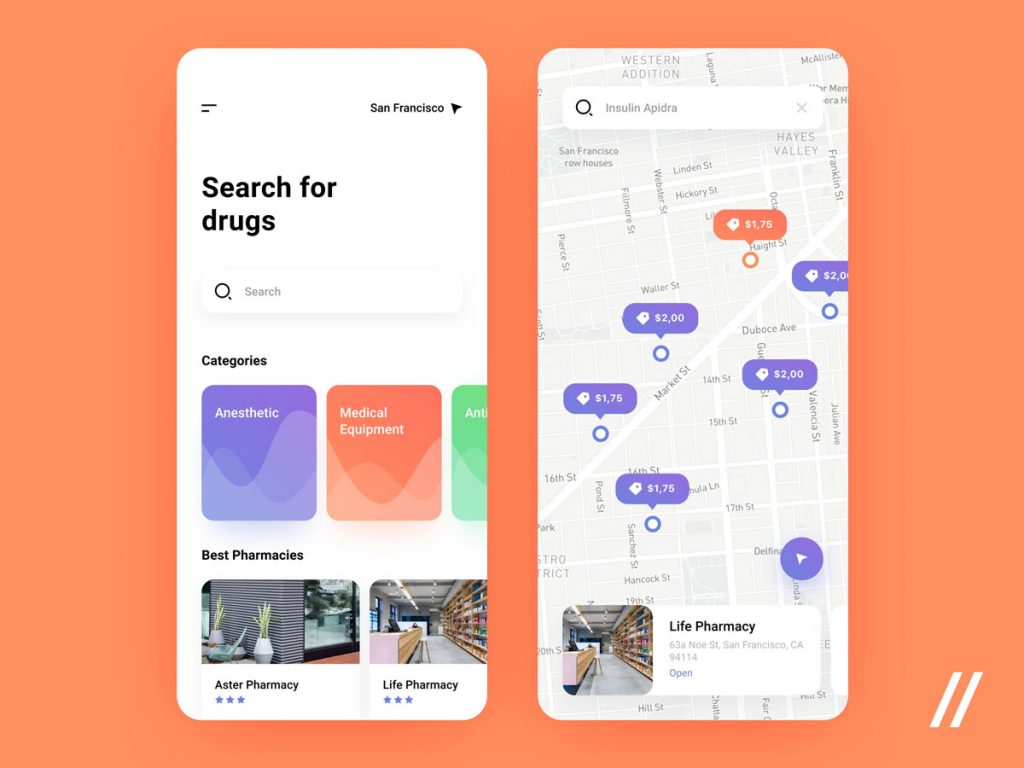 Find Drugs and Pharmacy App Concept Figma