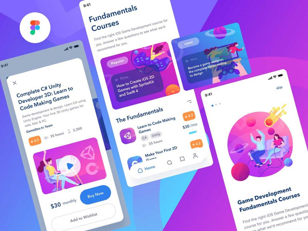 Free E-learning Mobile App Figma Template - Free Figma Template