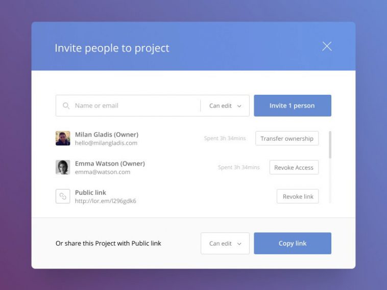 Free Invitation Sharing Popup UI Figma Template