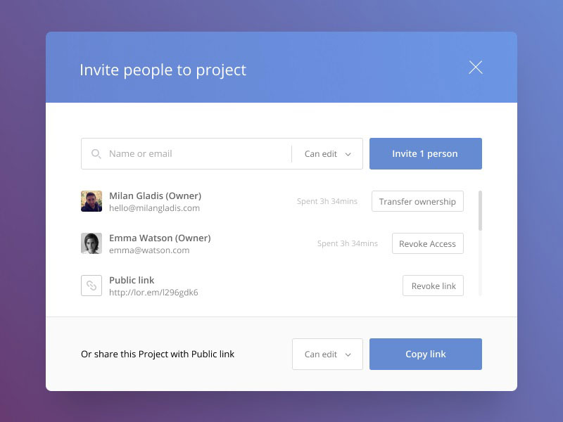 Invitation / Sharing Popup UI Figma Template