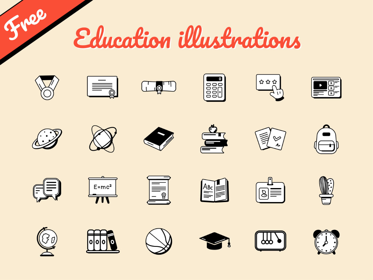 Free Free Figma Education Icons Illustrations - Free Figma Template s