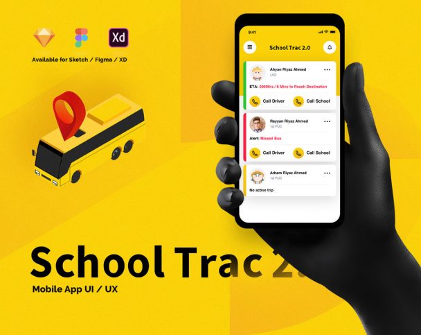 Free School Bus Tracking App Design Figma - Free Figma Template