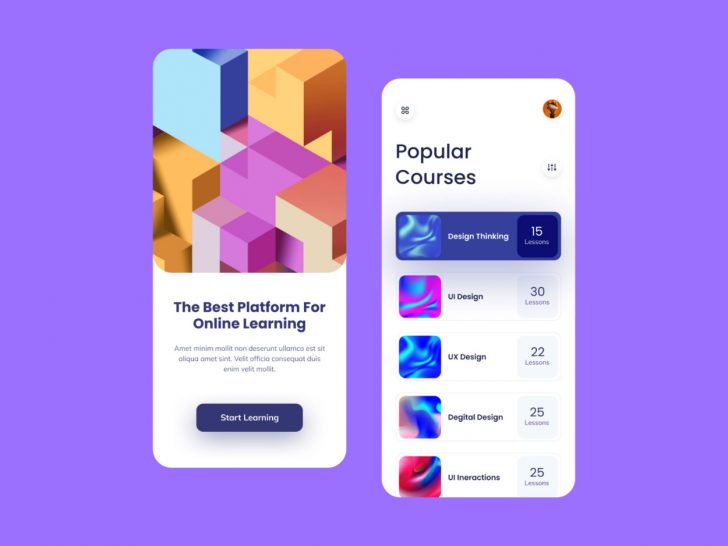 Free Online Learning Figma App Template - Free Figma Template