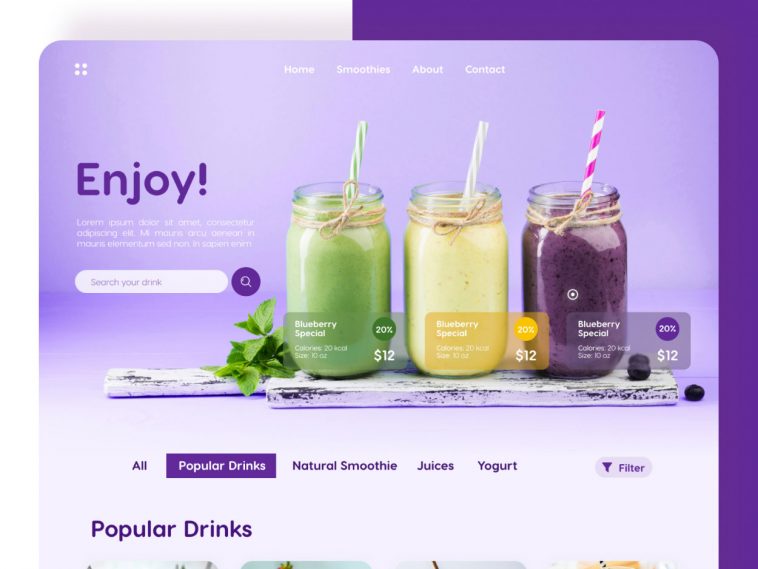 Free Smoothie Concept Page Figma Template