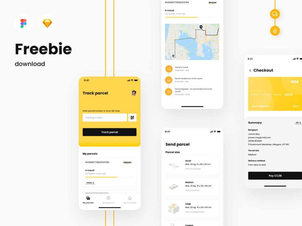 Parcel Delivery App Figma Sketch Template