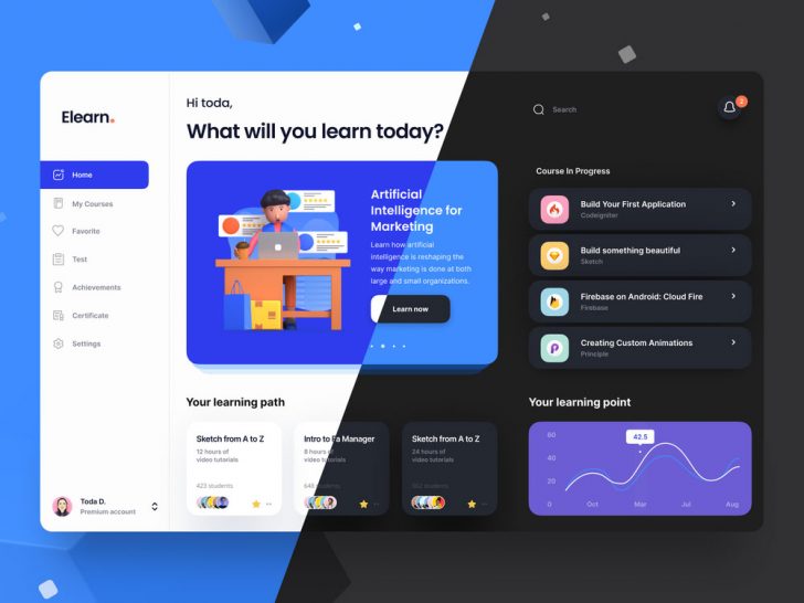 Free Figma e-Learning Dashboard Template - Free Figma Template