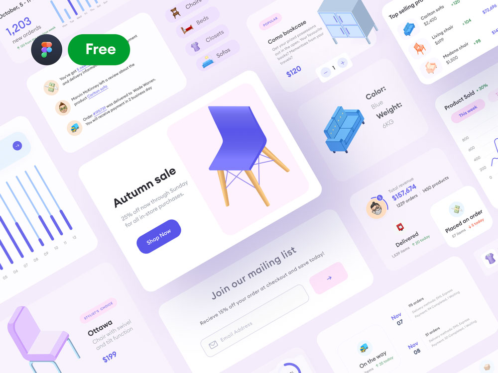 Free Figma UI E-commerce Components - Free Figma Template