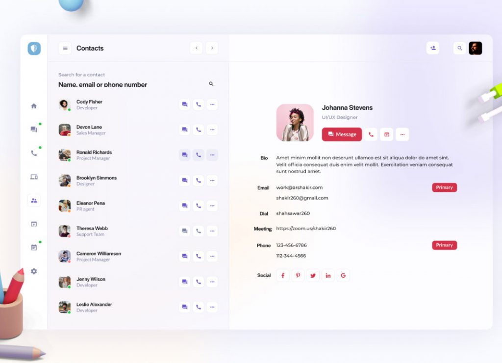 Figma Contact Manager Dashboard Template