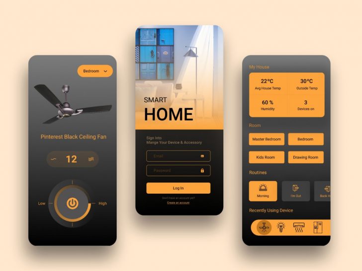 Free Smart Home Concept App made in Figma