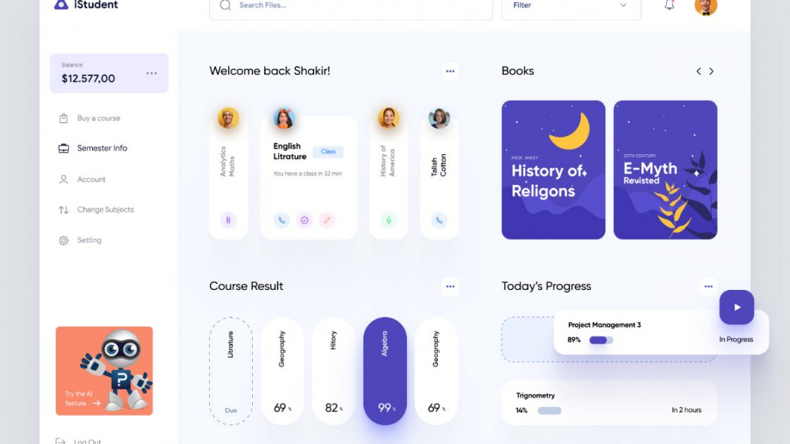 Free Responsive Student Dashboard for Figma - Free Figma Template