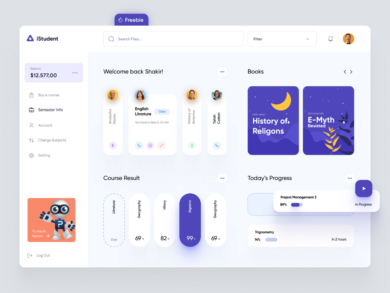 Free Figma University Dashboard UI Template Free Figma Template