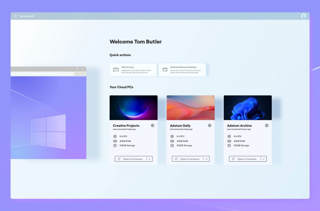 Windows 365 Dashboard Figma Template
