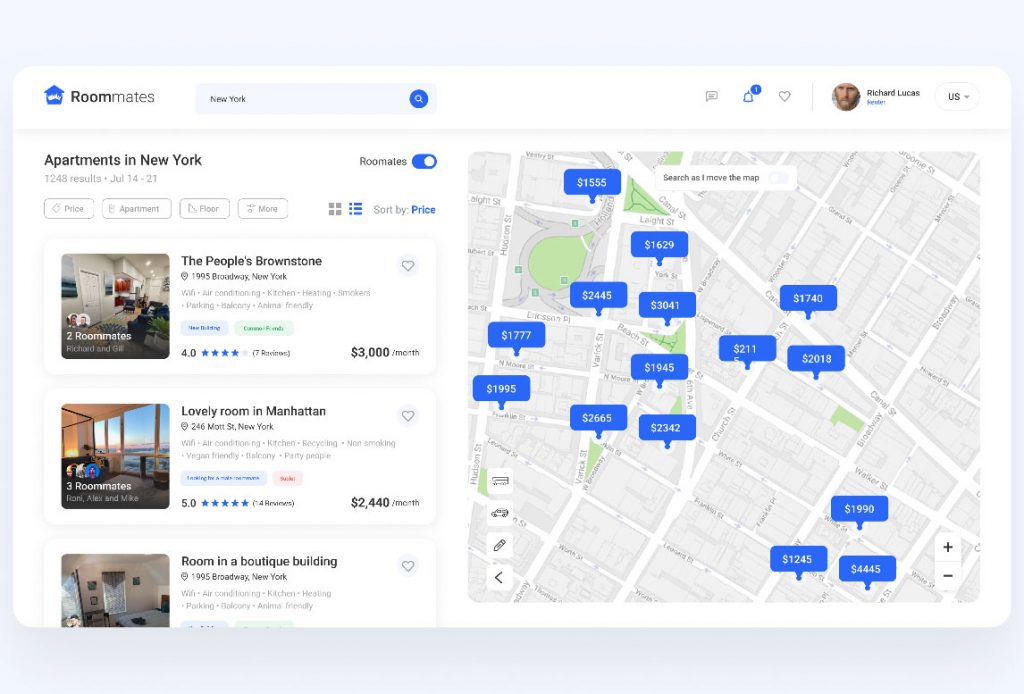Apartment Booking and Roommates Finder free Figma Template Free Figma