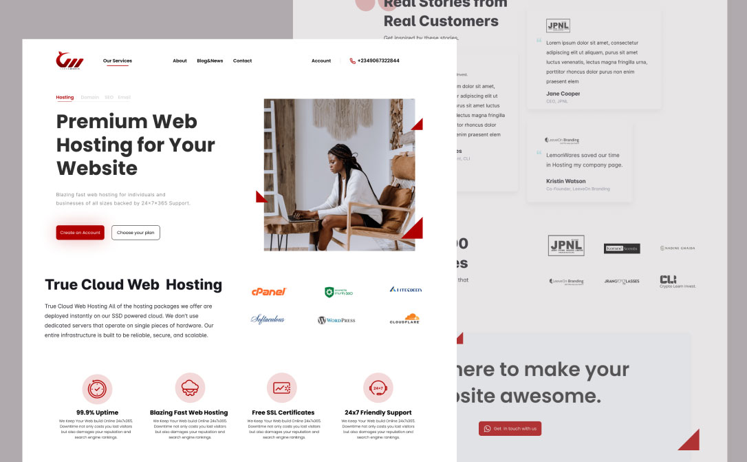 Free Hosting Company Figma Landing Page Template - Free Figma Template