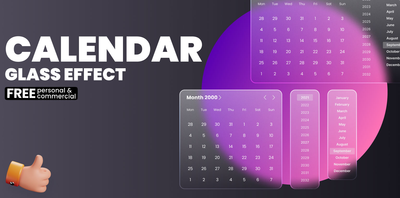 Free Figma Calendar Glass Component - Free Figma Template