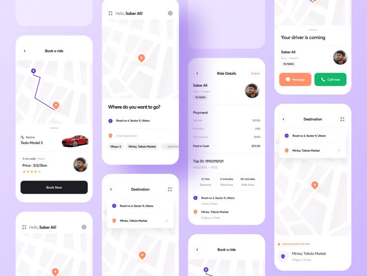 Ridesharing App UI Figma Template
