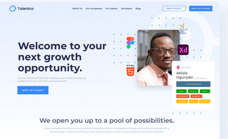Talentco Free Landing Page for Figma