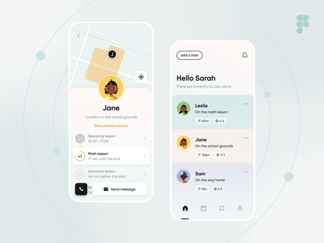 Free Safety Location Tracking App UI Figma Template - Free Figma Template