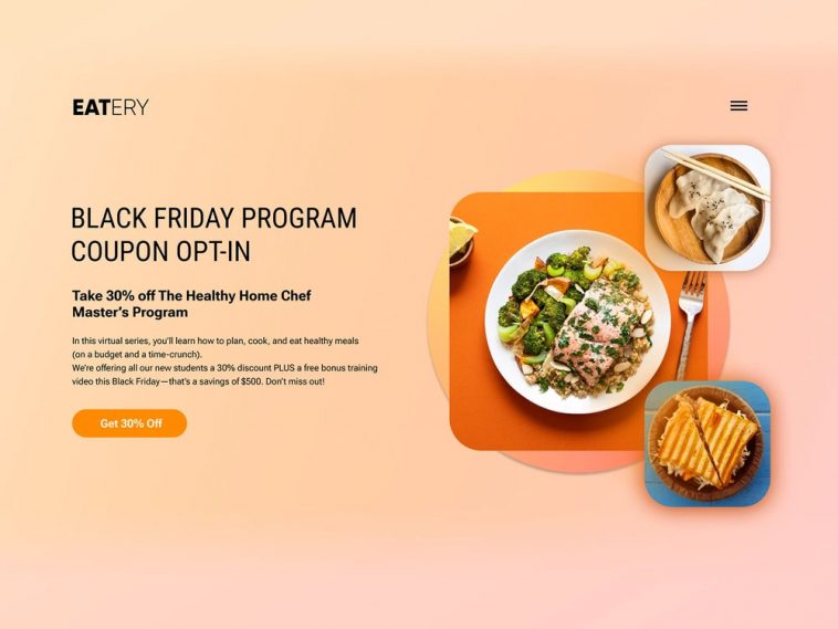 Food Coupon Website Landing Page Template Figma
