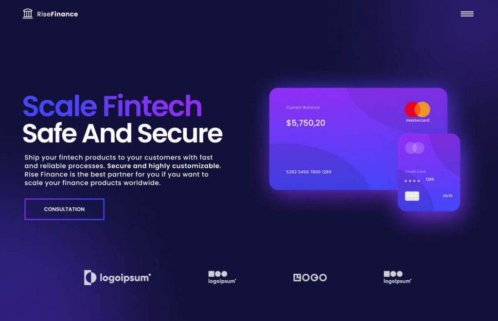 Fintech Figma Landing Page Template for Free