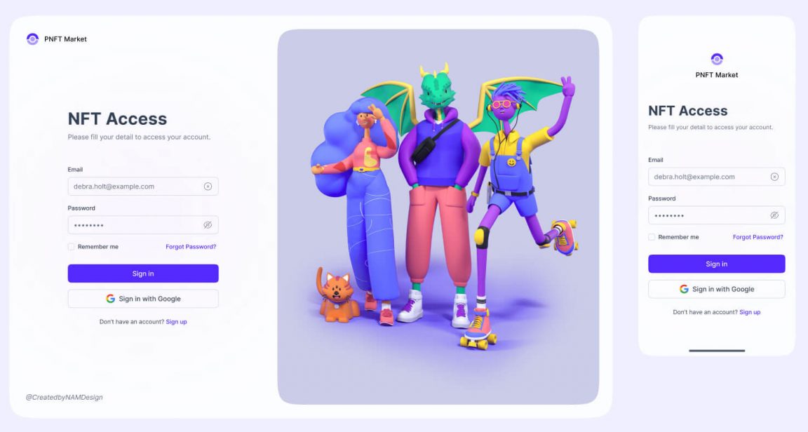 Free NFT Web Responsive Login Page Figma Template - Free Figma Template