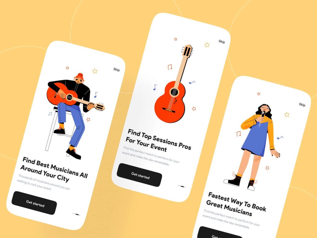 Musician Booking App Onboarding Screens