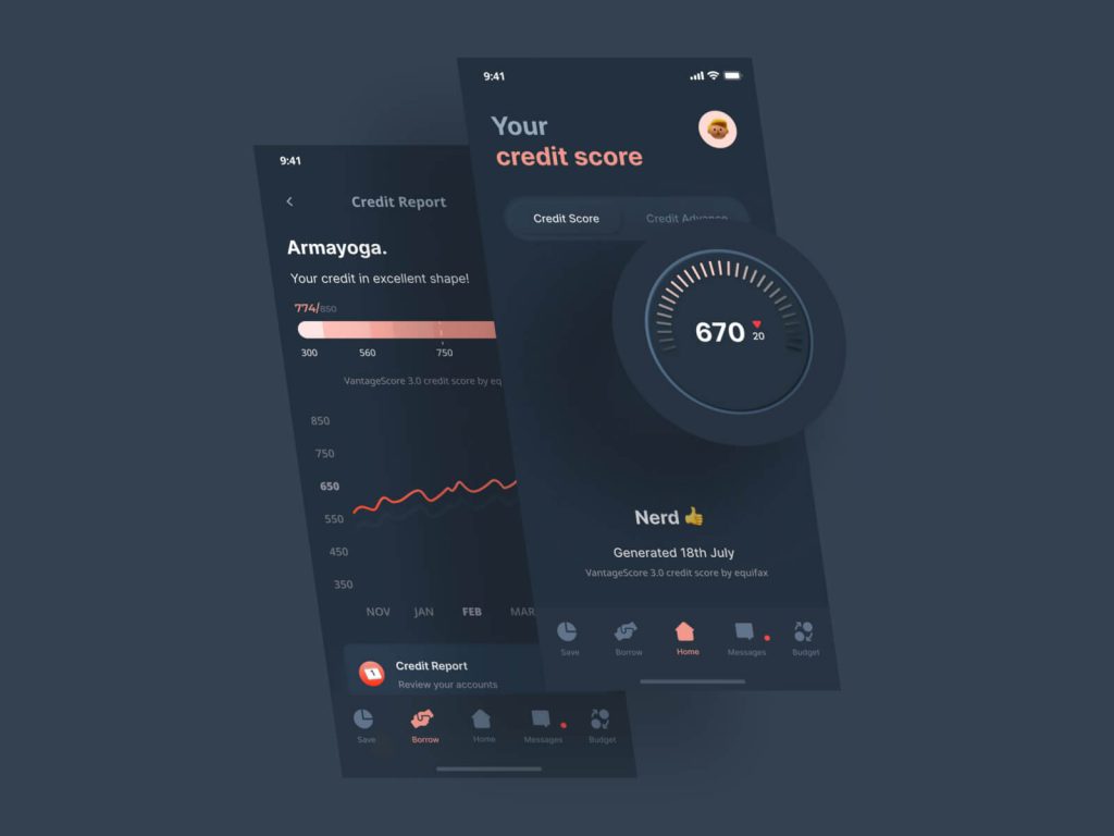Free Credit Score App UI Design Figma Templates