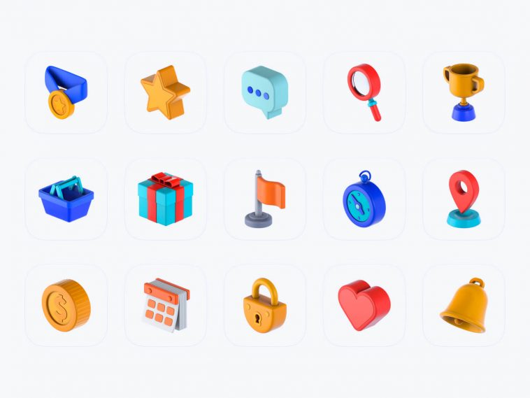 E-Commerce and Education Free 3D Icons Figma Resource