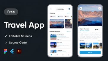 Figma Free Travel App Design Template