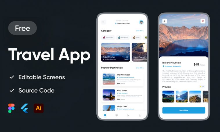 Figma Free Travel App Design Template