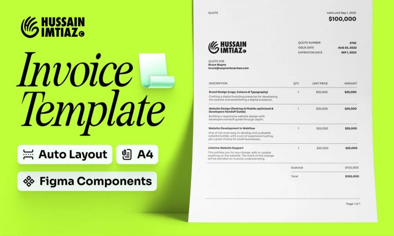 Free Figma Resource Invoice Template file