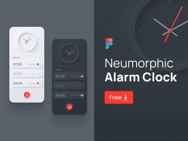 Neumorphic Alarm Clock App UI Figma Resource - Free Figma Template