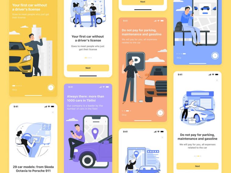Carsharing App Onboarding UI Free Figma Templates
