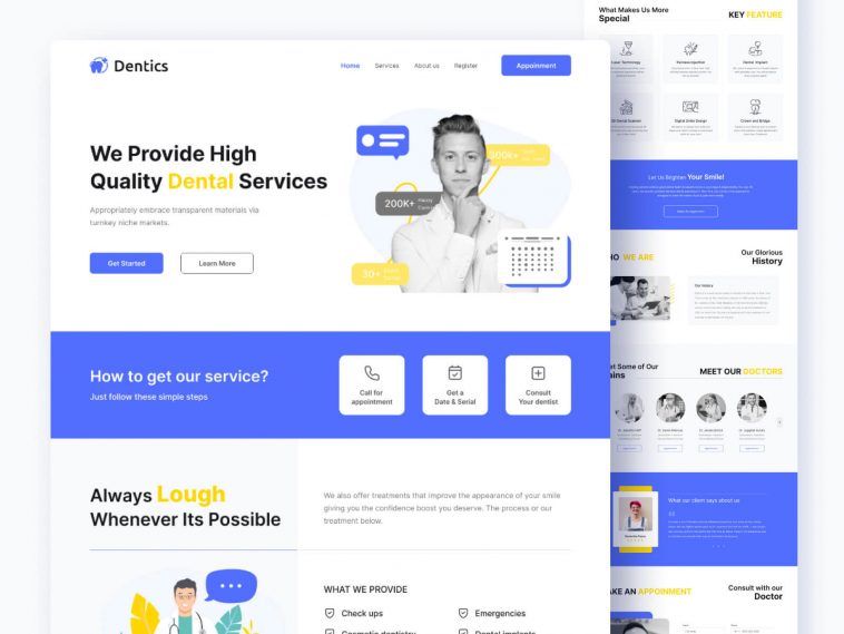 Dental Clinic Figma Landing Page Templates
