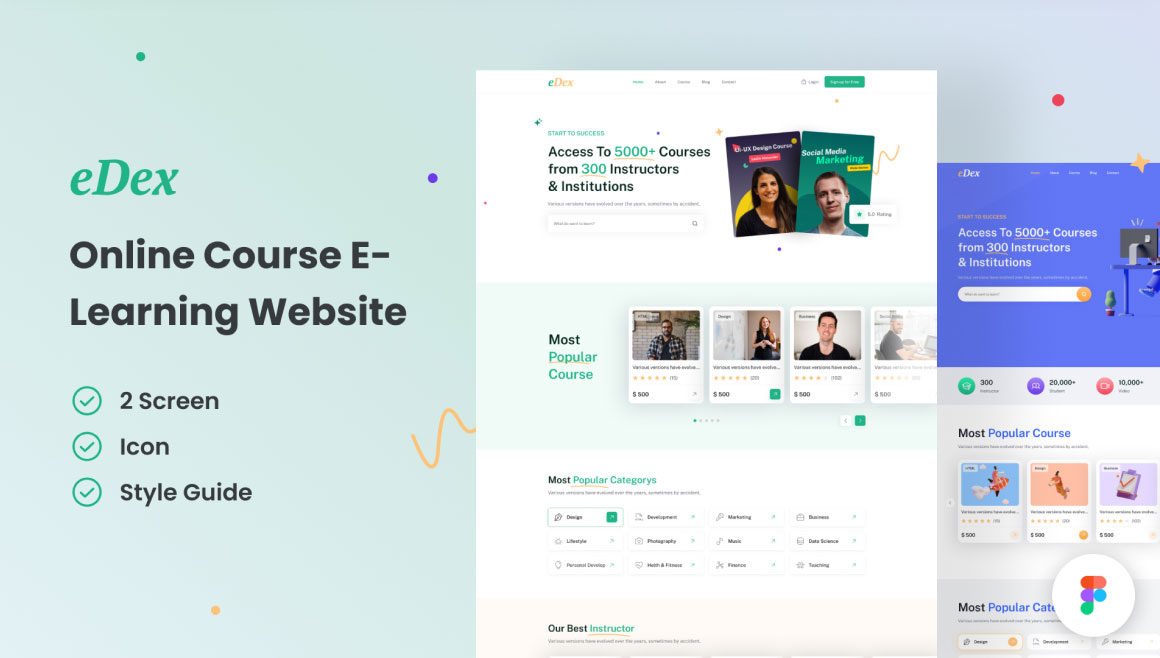 Free Free Education And Online Course Figma Website Template - Figma ...