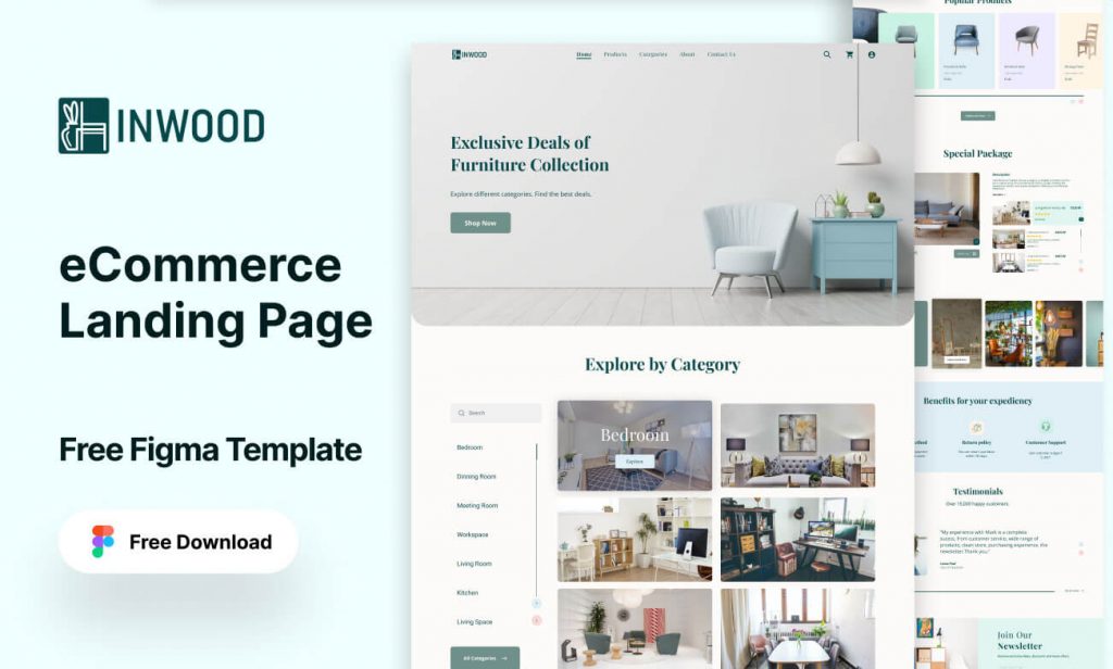 Free Furniture eCommerce Landing Page Figma Templates