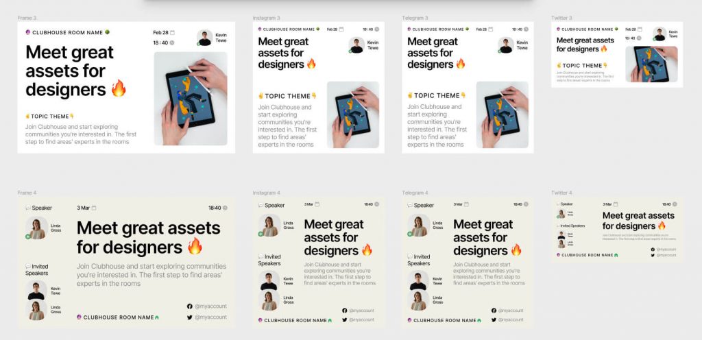 Free Clubhouse Room Promo Design Templates Figma