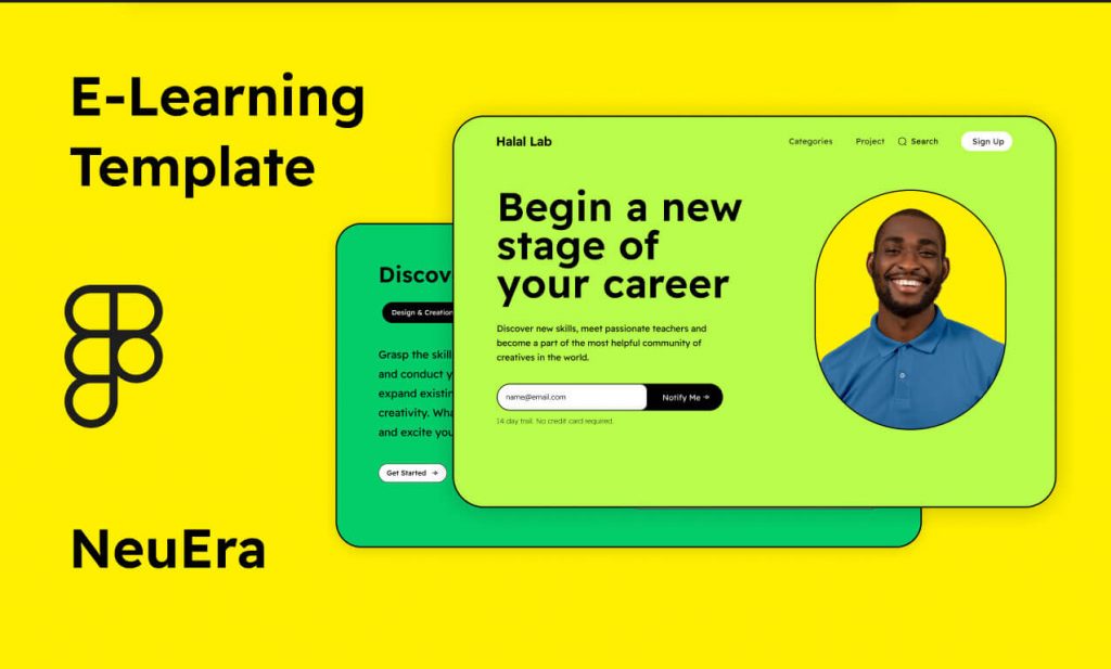 Free E-Learning Homepage Free Figma Website Template - Figma Template