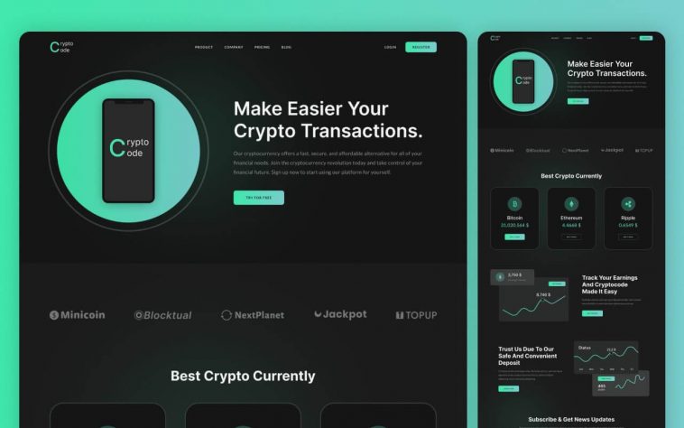 CryptoCode – Free Cryptocurrency Figma Website Design