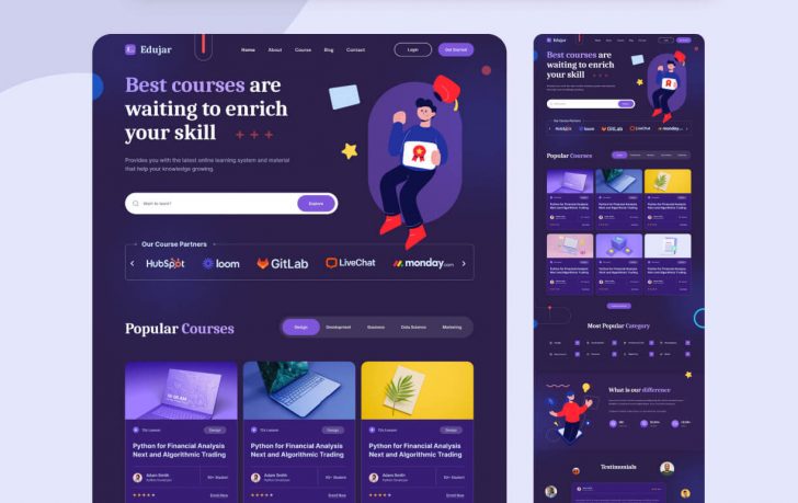 Free Free Education And Online Course Figma Website Template - Figma ...