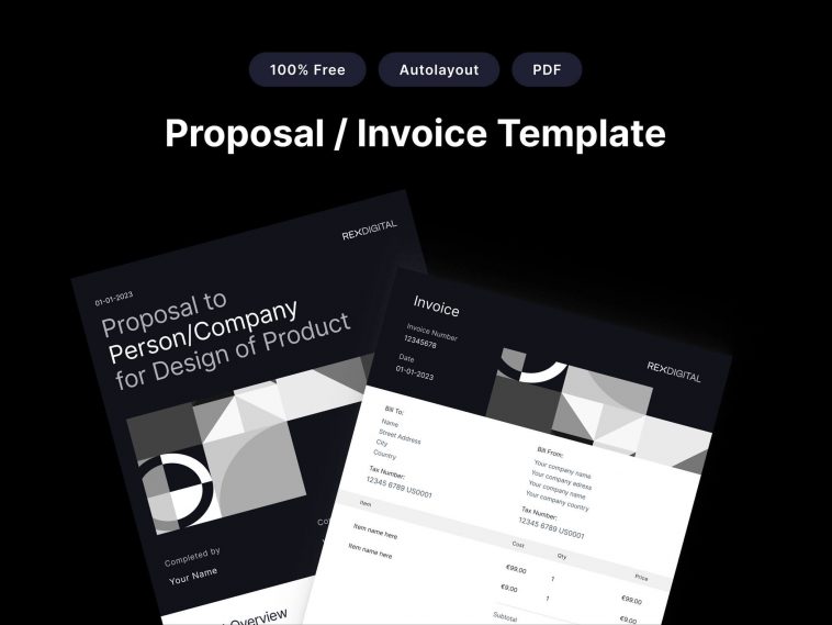 Free Proposal and Invoice Template Figma